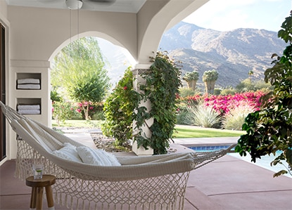 A back patio area opens to gorgeous mountain vista.