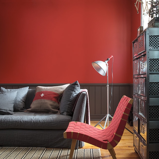 King's Red paint colour on living room walls