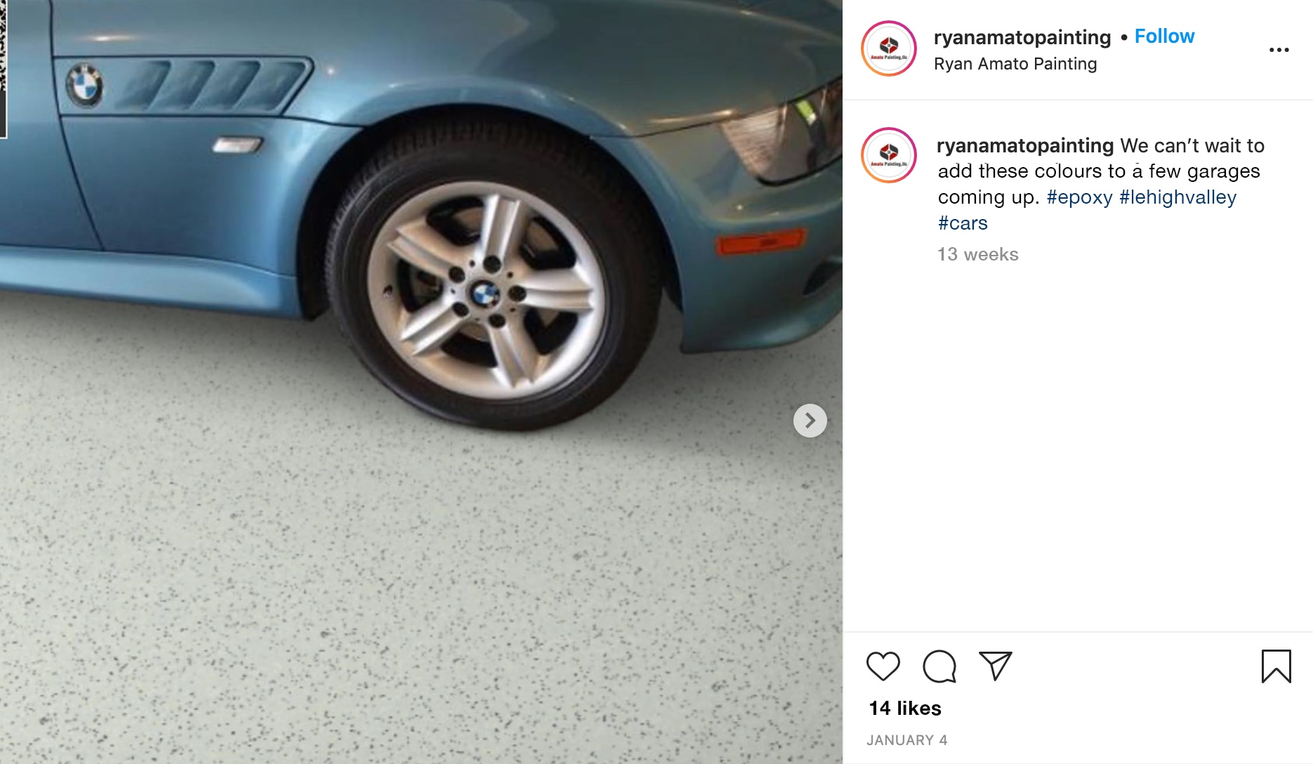 Sample Instagram post utilizing the carousel format and multiple hashtags. 