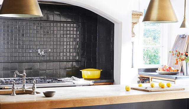 Beautifully painted tiled kitchen backsplash