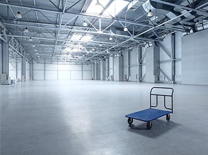 A huge warehouse floor withstands any level of abuse–and still looks great–with epoxy floor coatings.