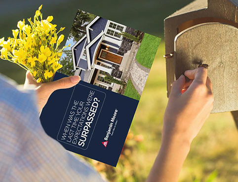 An advertisement for Benjamin Moore Contractor Marketing Solutions appears in a mailbox.