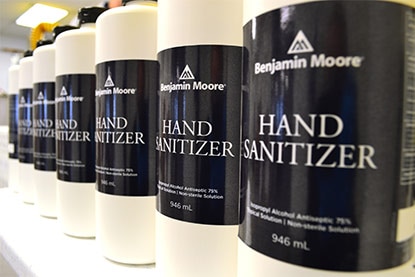 Bottles of Benjamin Moore Hand Sanitizer Bottles of Benjamin Moore Hand Sanitizer