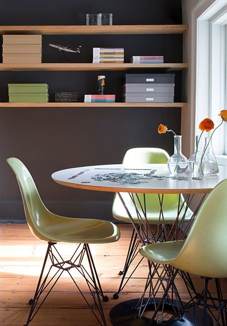 Small kitchen and living area painted with brown walls Small kitchen and living area painted with brown walls