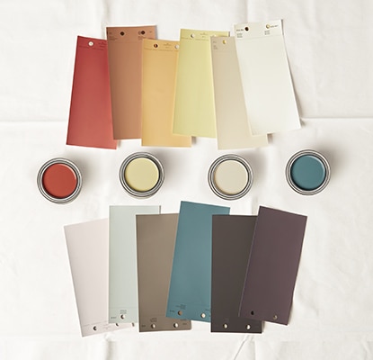A variety of paint colors samples in different colors.