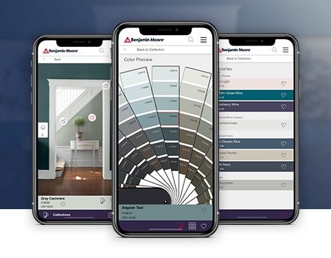 Screenshots from the Benjamin Moore Color Portfolio™ App.