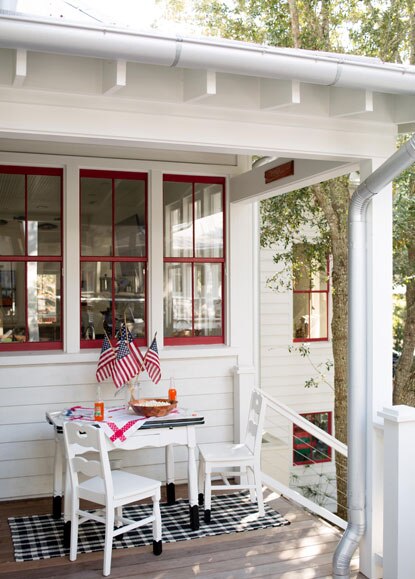 Red paint color on outside window trim