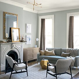A sun-filled living area with walls painted in Metropolitan AF-690. A sun-filled living area with walls painted in Metropolitan AF-690.