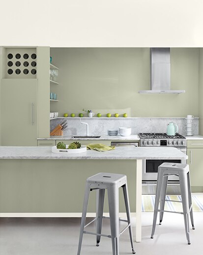 Gray green kitchen
