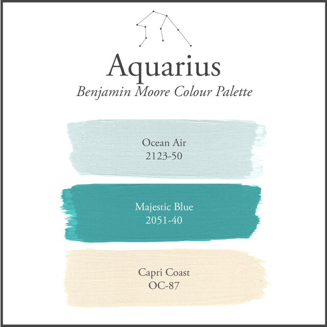 A white background with the Aquarius paint colour palette.