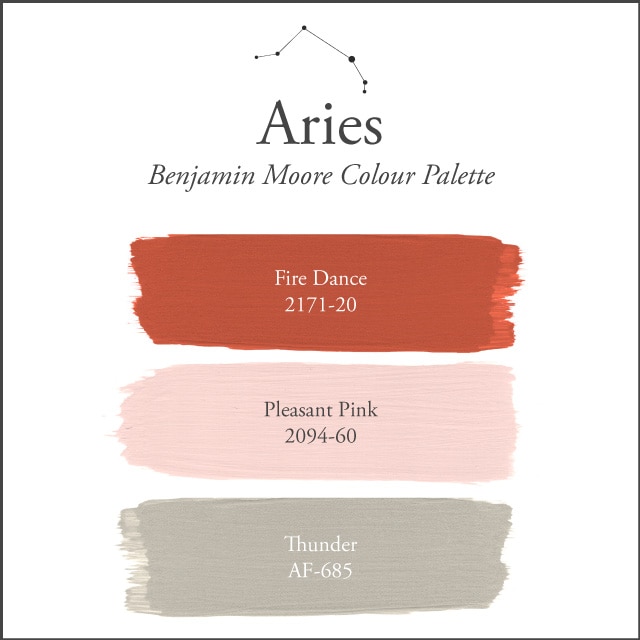 A white background with the Aries paint colour palette. A white background with the Aries paint colour palette.