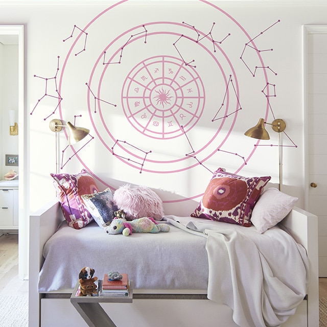 The constellations of the Zodiac as a wall decal.
