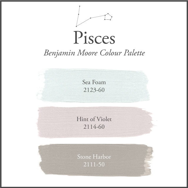 A white background with the Pisces paint color palette.