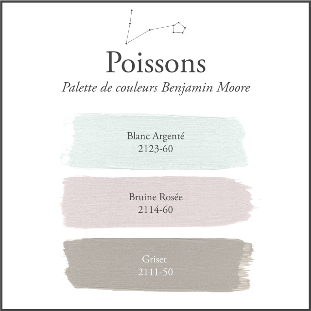 La palette de couleurs des Poissons sur un fond blanc.