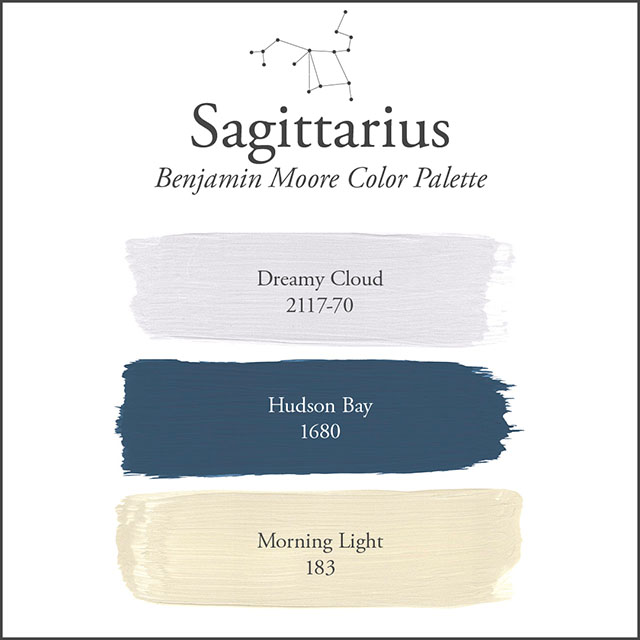 A white background with the Sagittarius paint color palette.