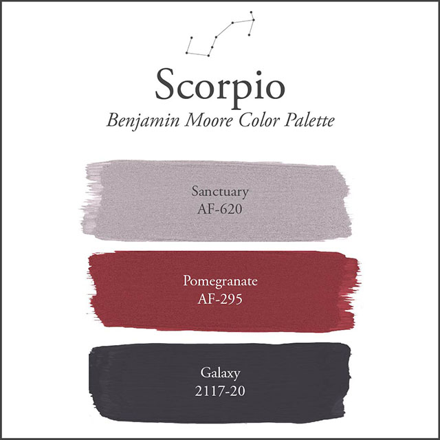 A white background with the Scorpio paint color palette.