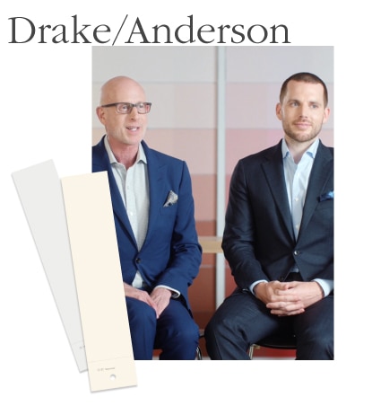 Drake/Anderson recommends Decorator's White OC-149 and Mayonnaise OC-85 on trim, mouldings and ceiling.