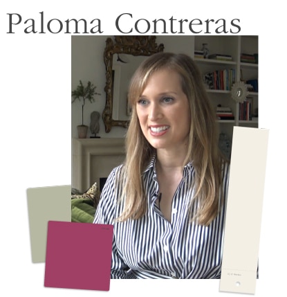 Paloma Contreras recommends White Dove OC-17 for any room, and shares her liking for moss green and berry tones.