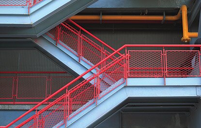 Red steel stairs