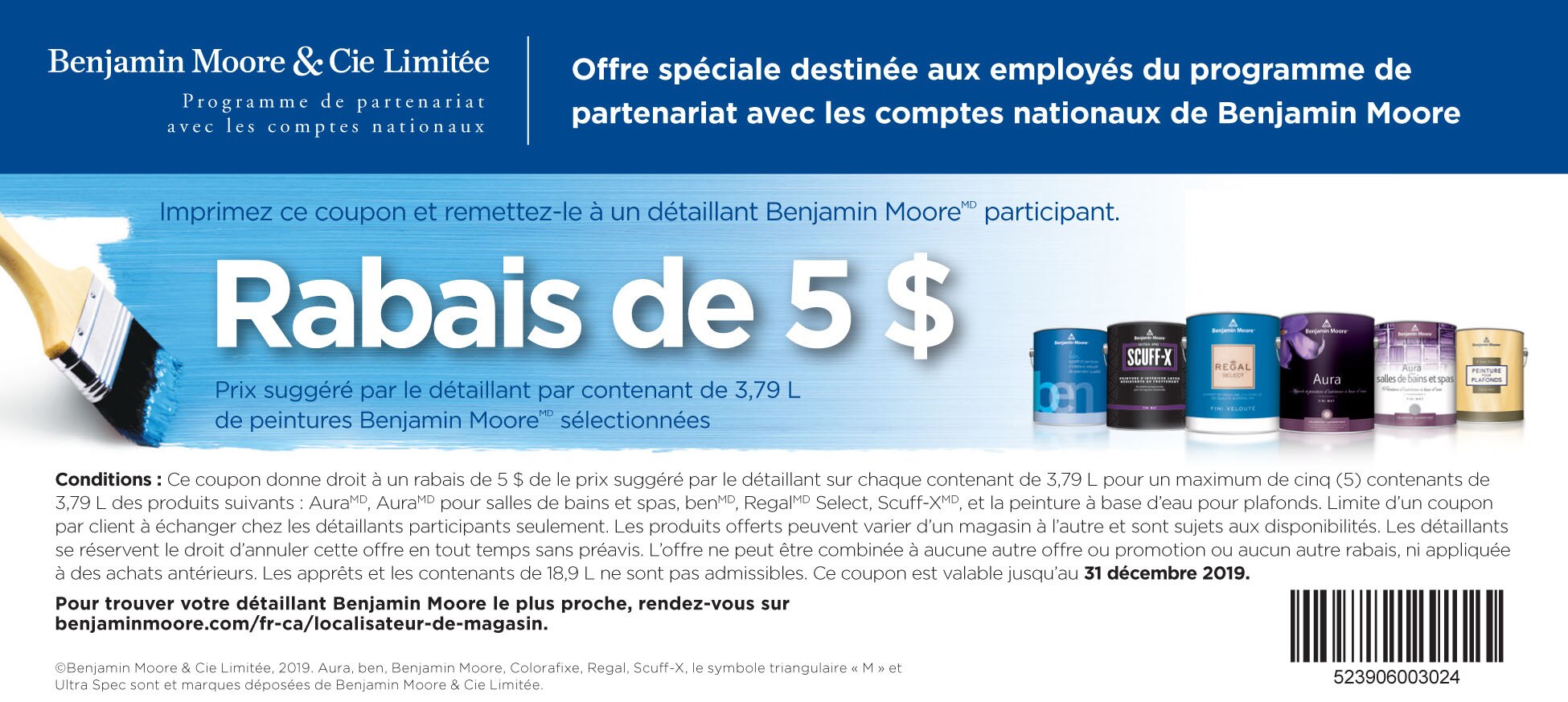 Coupon de rabais employé pour les comptes nationaux