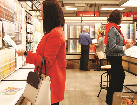 Customers Shop in a Benjamin Moore Store Customers Shop in a Benjamin Moore Store
