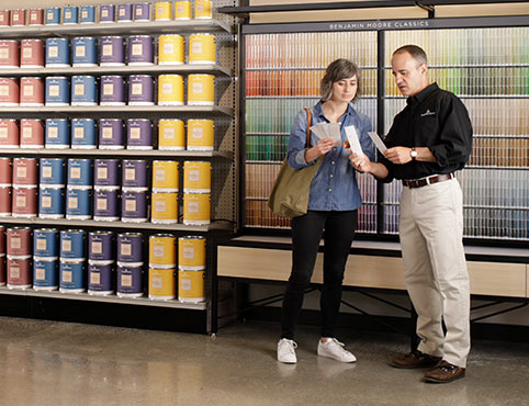 The interior of a Benjamin Moore retail location. The interior of a Benjamin Moore retail location.