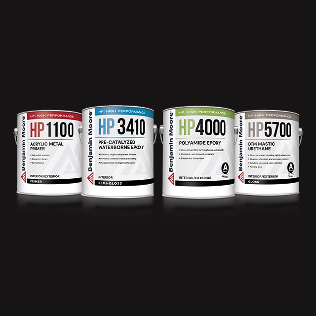 HP1100 Acrylic Metal Primer, HP3410 Pre-Catalyzed Waterborne Epoxy, HP4000 Polyamide Epoxy, and HP5700 DTM Mastic Urethane