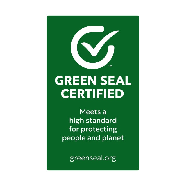 A seal indicating Green Seal certification. A seal indicating Green Seal certification.