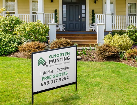 A sample lawn sign for a painting business.
