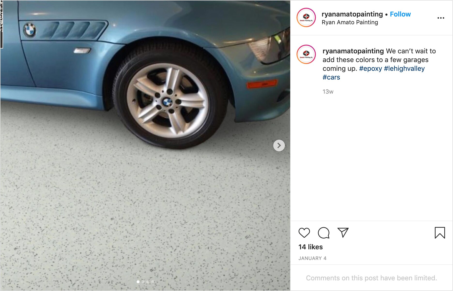 Sample Instagram post utilizing the carousel format and multiple hashtags. 