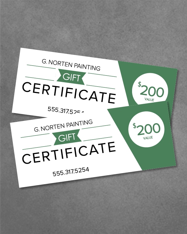 Example gift certificates.
