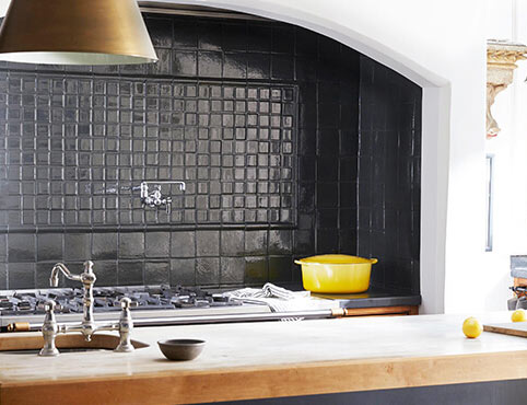 Beautifully painted tiled kitchen backsplash