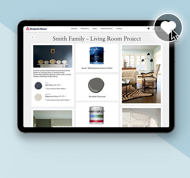 The favourites icon on a saved on an image on the Benjamin Moore website The favourites icon on a saved on an image on the Benjamin Moore website