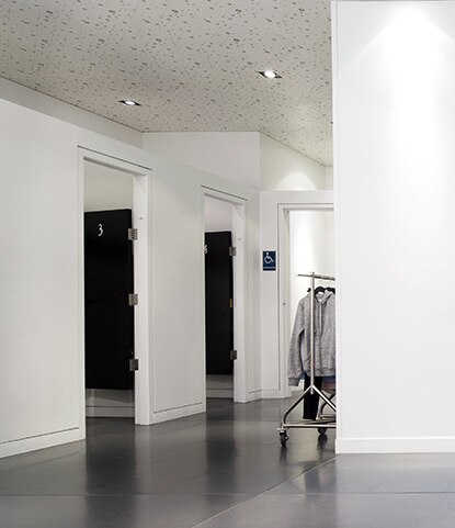 When protected from scuffing, a fresh white dressing room enhances the customer experience.