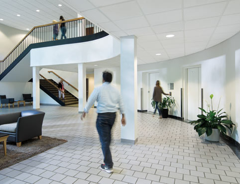 A clean, scuff-free corporate atrium helps keep maintenance costs down.