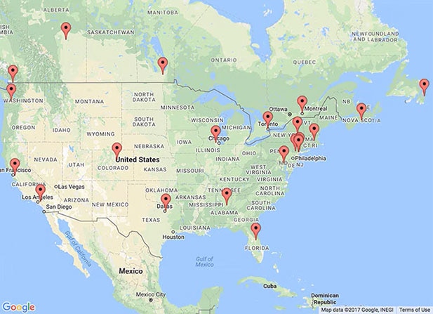 Benjamin Moore has sites in various locations throughout the U.S. and Canada.