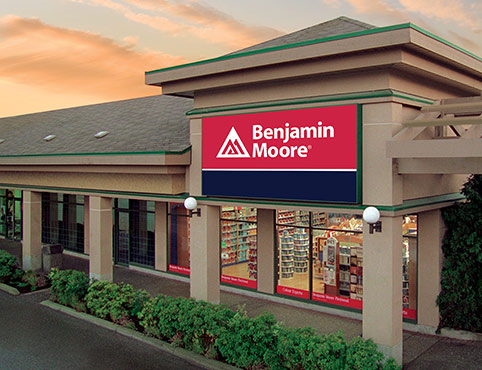 An exterior image of a Benjamin Moore retail store.