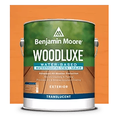 Miniatura de recorte de lata de Woodluxe® Tinte para exteriores al agua Traslúcido sobre un fondo en Secoya ES-20.