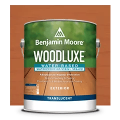 Miniatura de un recorte de lata de Woodluxe® Tinte para exteriores al agua Traslúcido sobre un fondo en Caoba ES-60.