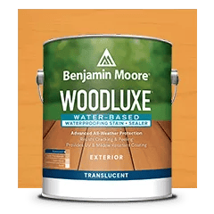 Miniatura de un recorte de lata de Woodluxe® Tinte para exteriores al agua Traslúcido sobre un fondo en Cedro ES-40.