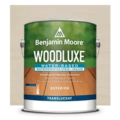 Miniatura de un recorte de lata de Woodluxe® Tinte para exteriores al agua Traslúcido sobre un fondo en Gris Blanquecino ES-78.