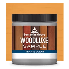 Miniatura de un frasco de Woodluxe® Muestra de tinte para exteriores en Traslúcido sobre un fondo en Cedro ES-40.