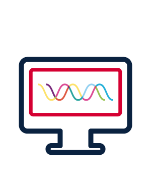 Un ícono ilustrado de la pantalla de un monitor de computadora representa cómo la tecnología influye en la selección de la paleta de colores de pintura de tendencias del color de Benjamin Moore.